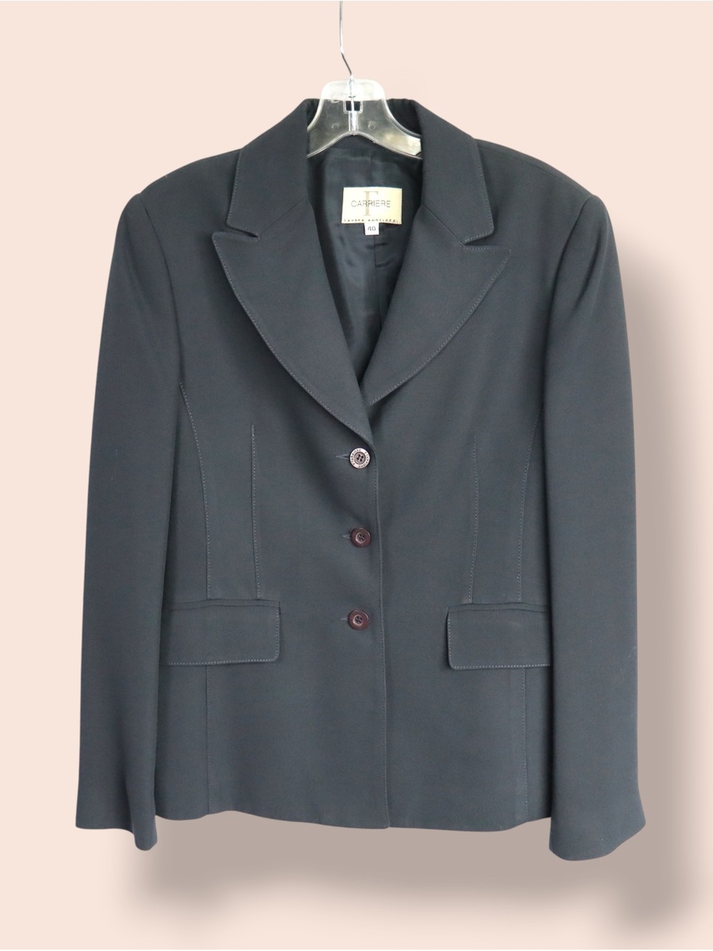 Carriere Sandra Angelozzi Women’s Black Tailored Blazer Size 40 Career Jacket